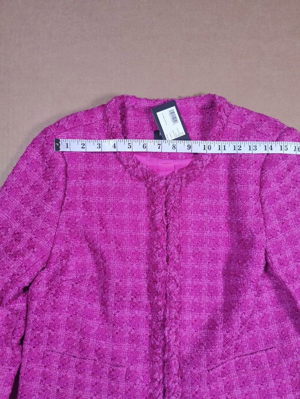 NWT Kate Spade Cadillac Tweed Wool Blend Pink Check Jacket Size 8 Retail 498$